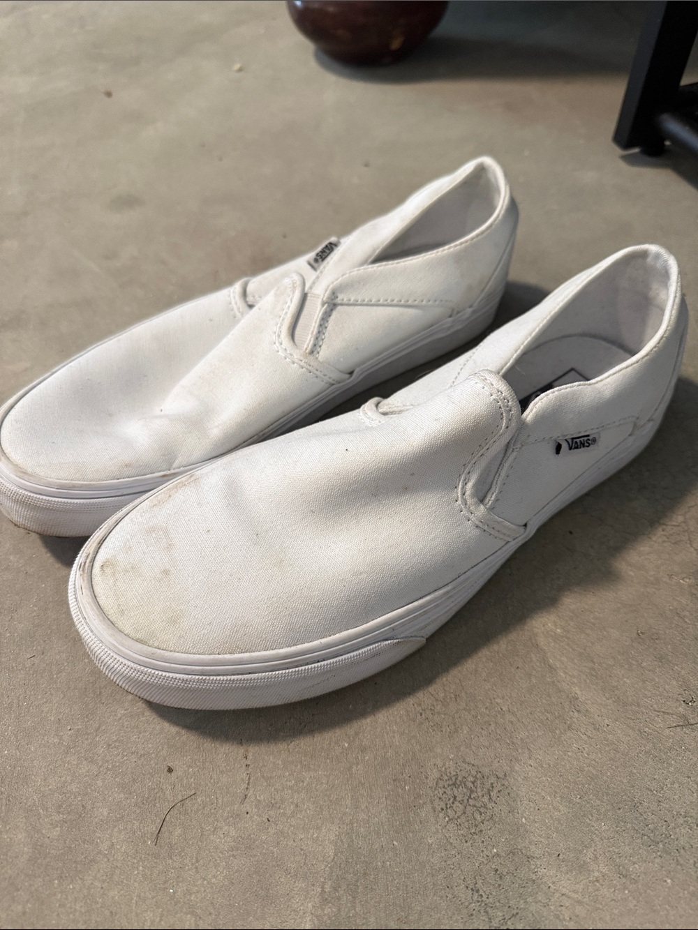 Vans White Canvas Slip-On Loafers